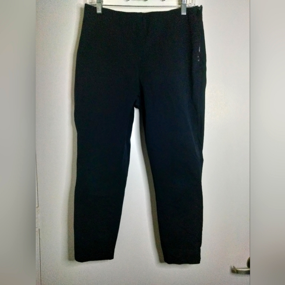Everlane (Sz 14) Classic Black Stretch Side Zip Tapered Fit Pull-on Crop Pants